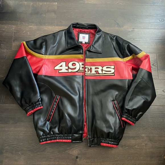 NFL Other - Vintage San Francisco 49ers NFL Faux Leather Bomber Jacket Men's Size XXL